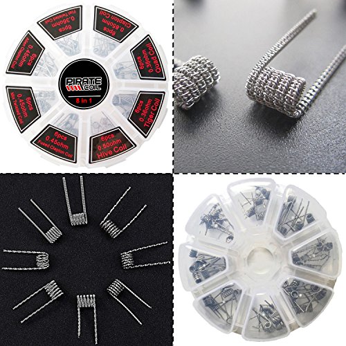 Prebuilt Coils Kit, Kanthal Wire with A1 Resistance Material for Craft Wire Projects, 8 in 1 Total 48PCS, Come with T-Type Screwdriver and Cleaning Brush