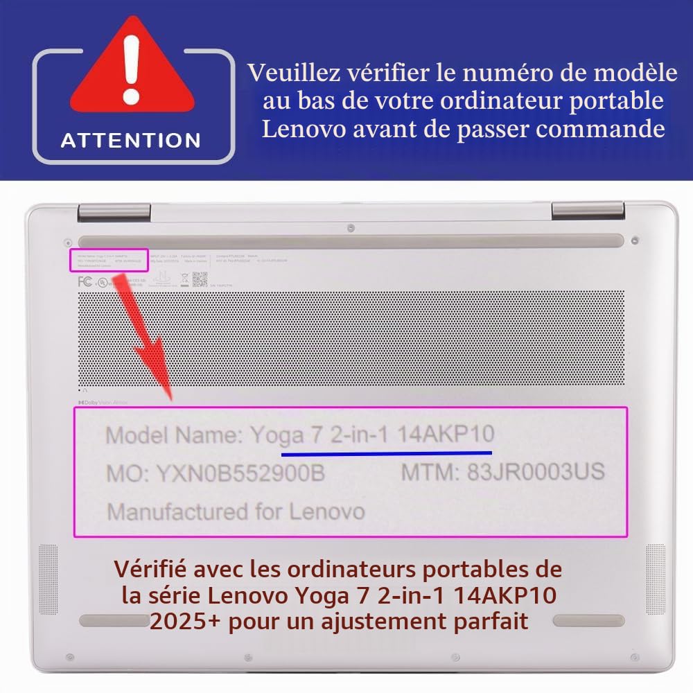 mCover - Étui uniquement compatible avec les ordinateurs portables Lenovo Yoga 7 2-en-1 de 14 pouces 14ILL10 | 14AKP10 séries Windows (2025~2026) (ne convient à aucun autre modèle) - Transparent