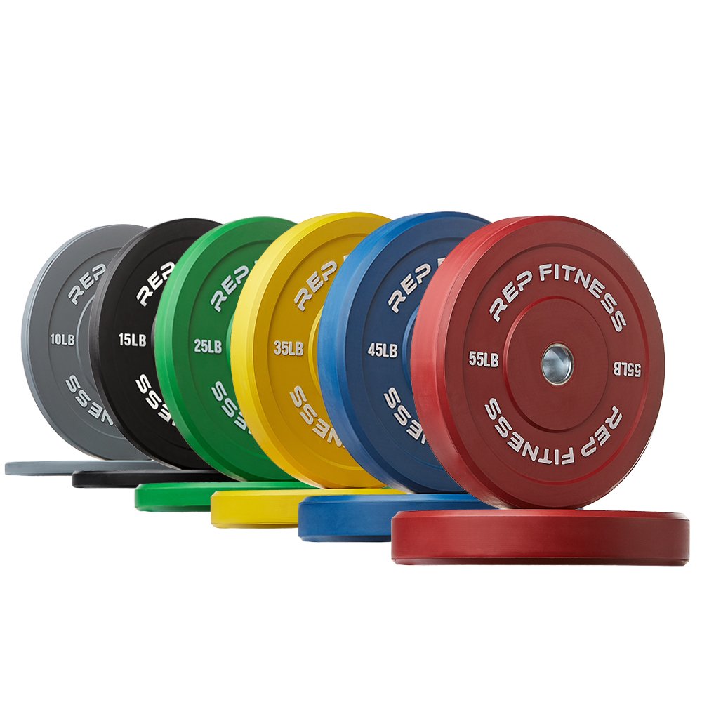 REP Fitness Color Bumper Plates – Color-Coded Low Odor Rubber Olympic Plates for Strength, Conditioning, and Weightlifting