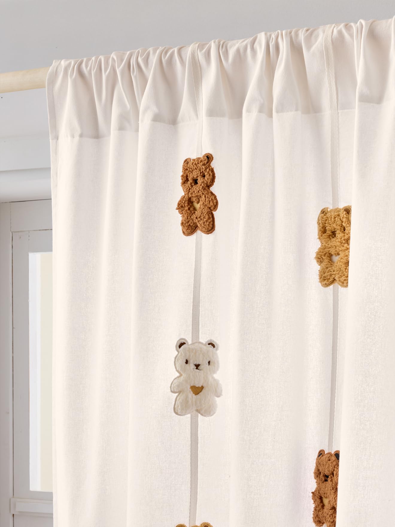 VERTBAUDET Rideau tamisant Guirlande Ourson Beige 135X180