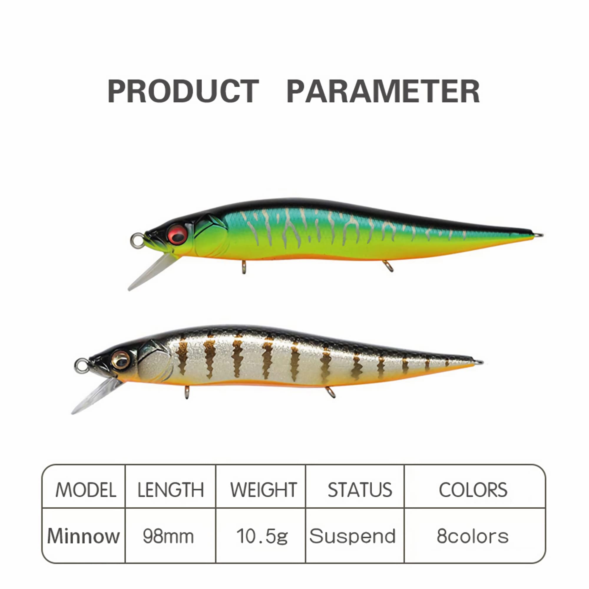 Esche da Pesca morbide, 5 Pezzi 9,8 cm/10,5 g Esca da Pesca Sospensione Esca Dura Artificiale ciprinidi Pesca Wobbler Esca Pesca in Mare Trota spigola Esca Semplice e Pratica