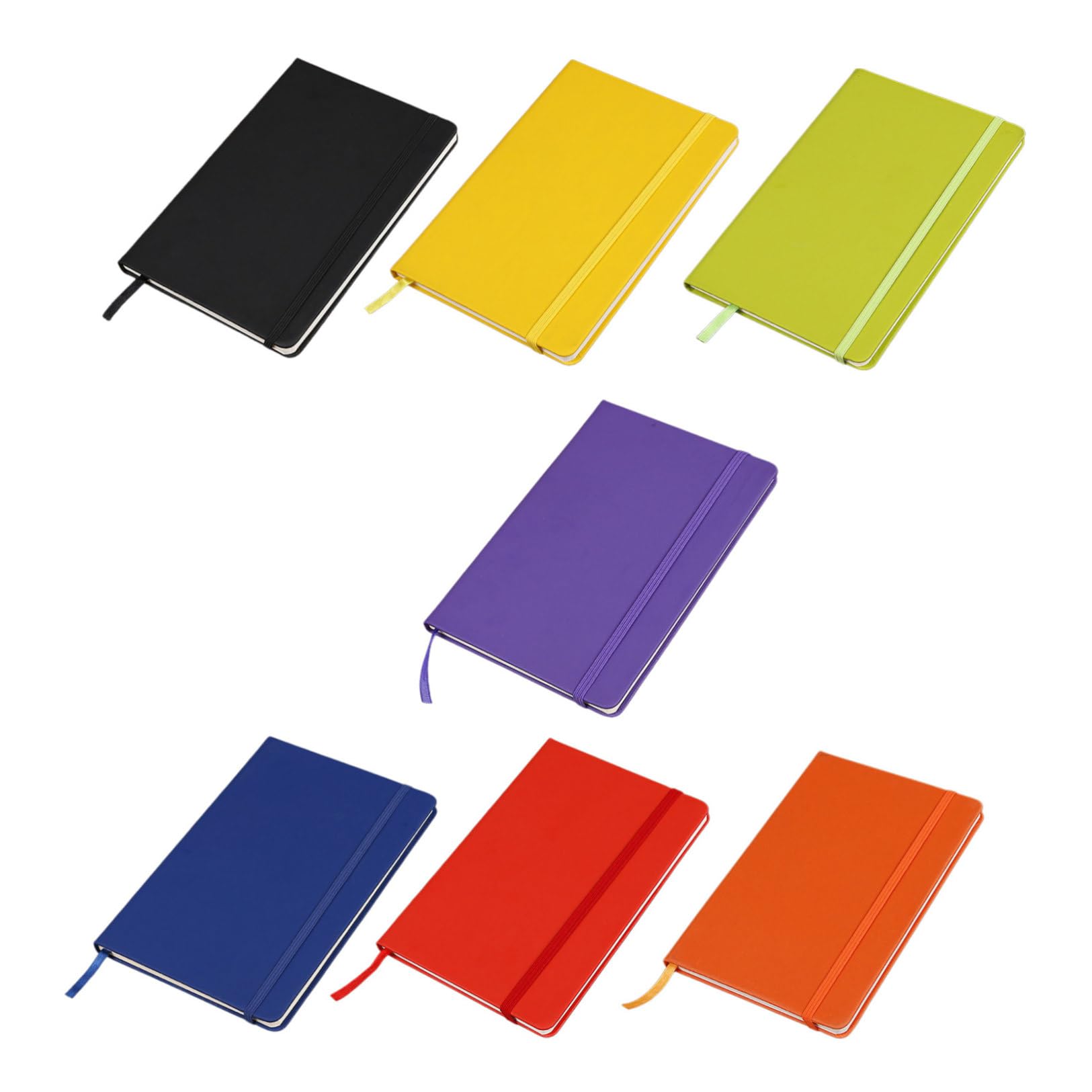 Set da 7 Quaderni Tascabili A6 con Righe, Copertina in Pu e Chiusura Elastica, Blocco Note Portatile per Appunti Scuola e Riunioni, Carta di Qualità per Prevenire Sbavature