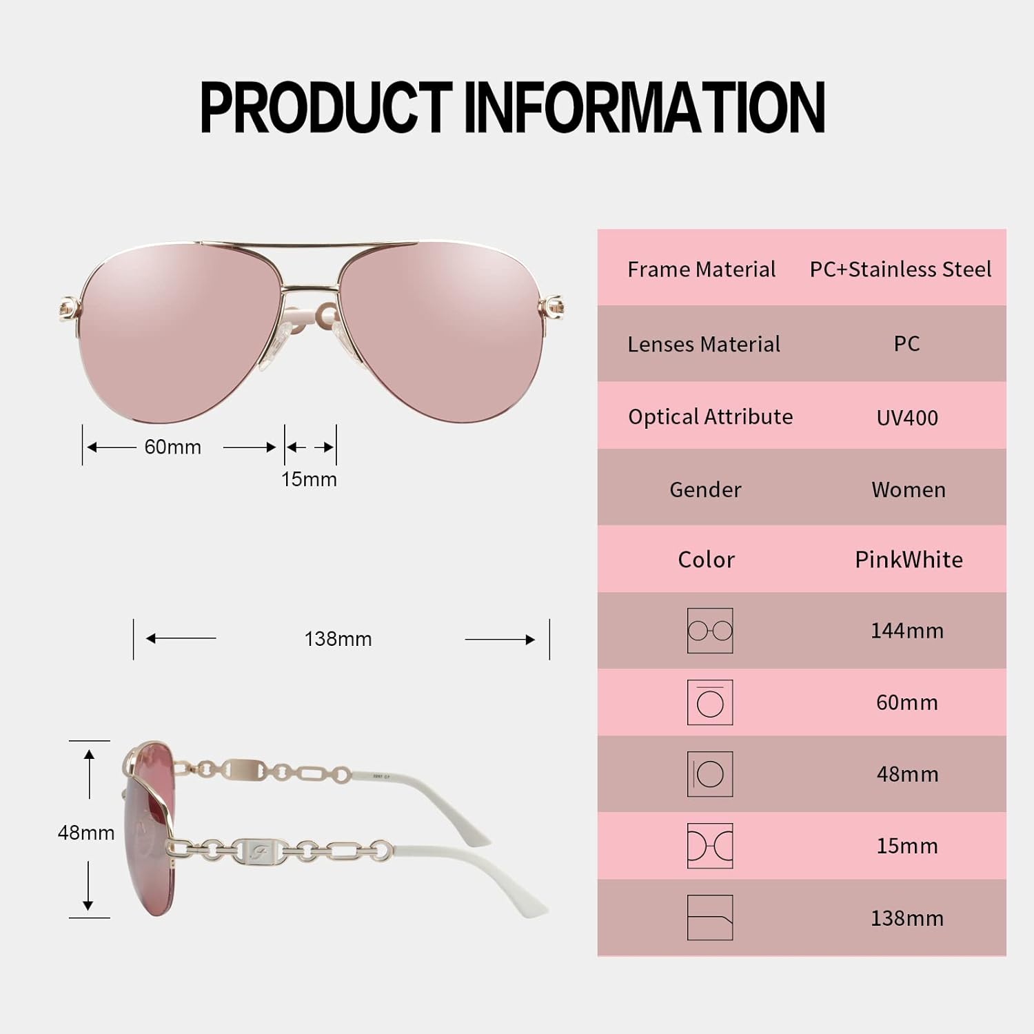 FONHCOO Aviator Sunglasses for Women Men Metal Frame UV400 Mirrored Sunglasses - Image 5