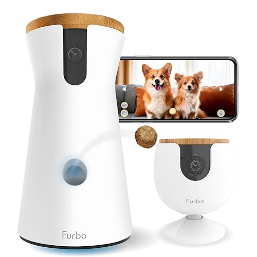 Furbo 360° Dog Camera + Mini (2-Camera Bundle Nanny Pro Subscription): Dog Safety & Home Security Alerts, Pet Camera with Speaker, Phone App & Night Vision (New Subscription Needed at Setup)