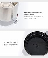 Vista 4 de SYBO Cafetera de percolado de acero inoxidable de grado comercial Urna de agua caliente para catering, 30 tazas, 4.5L, gris