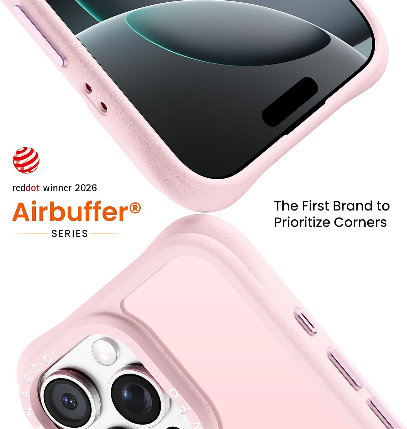ORNARTO Magnetic for iPhone 16 Pro Case, Compatible with MagSafe, 20FT Military-Grade Drop Protection, Slim Matte Translucent Anti-Fingerprint Shockproof Case for iPhone 16 Pro 6.3", Chalk Pink