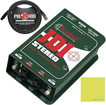 Radial Engineering JDI Stereo Premium Stereo Passive Direct Box Bundle w/Pig Hog Mic Cable and Liquid Audio Polishing Cloth
