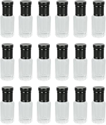 Hunky Dory 24pcs 3ml Empty Reusable Essentail Oil Roll on Glass Bottles with Black Caps For Beauty Use