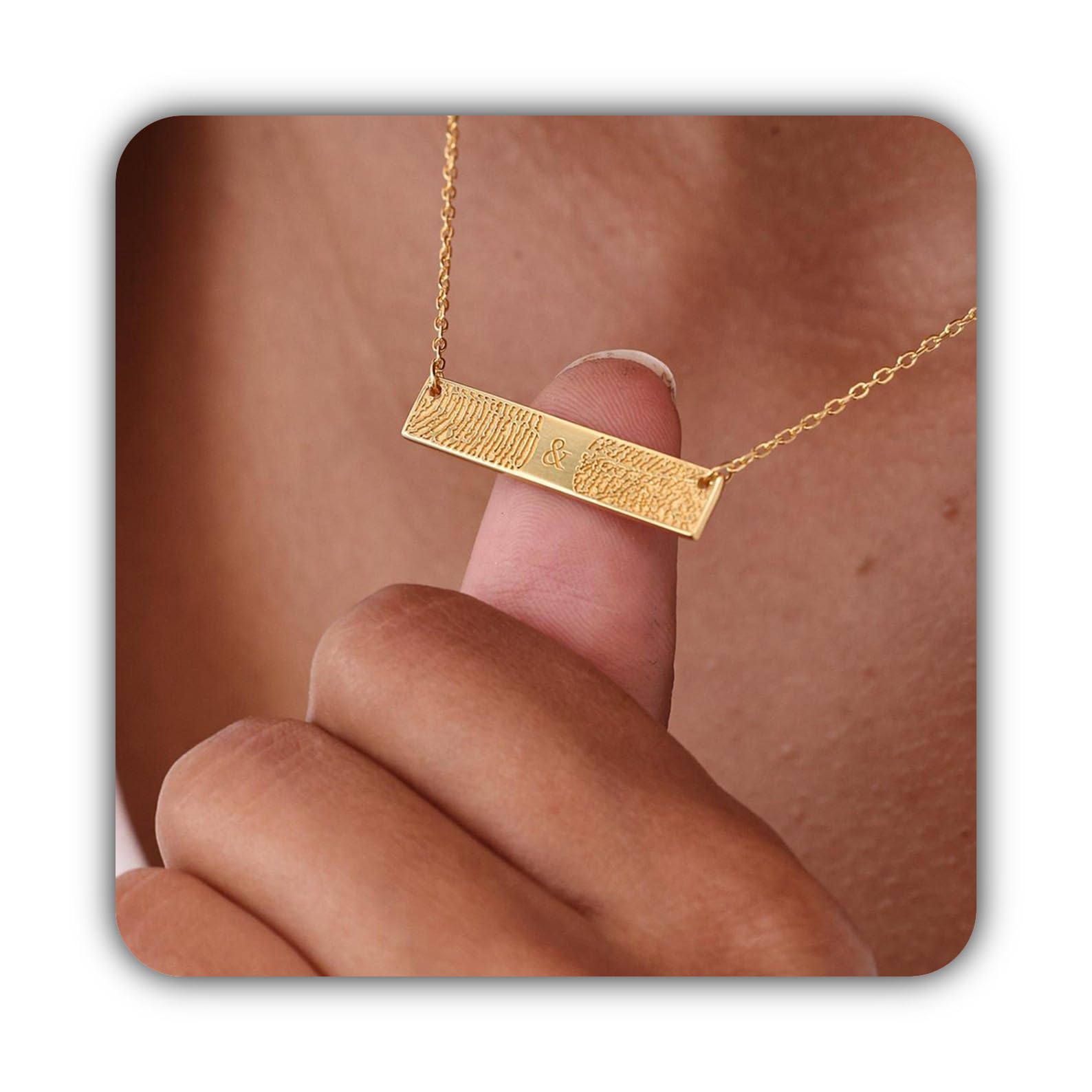 Collier empreinte digitale barre en argent d'exception pour elle