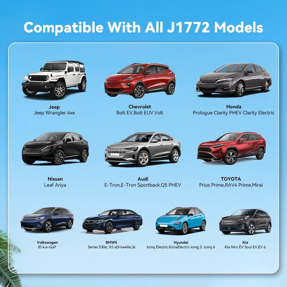 Level 1&2 EV Charger, Electric Vehicle Portable Charger, 8-16A Adjustable,with 25FT Cable, 110V-240V J1772 Electric Cars,NEMA 6-20 & NEMA 5-15 Plug, 3.84KW, IP66 Waterproof (Black) - Image 3