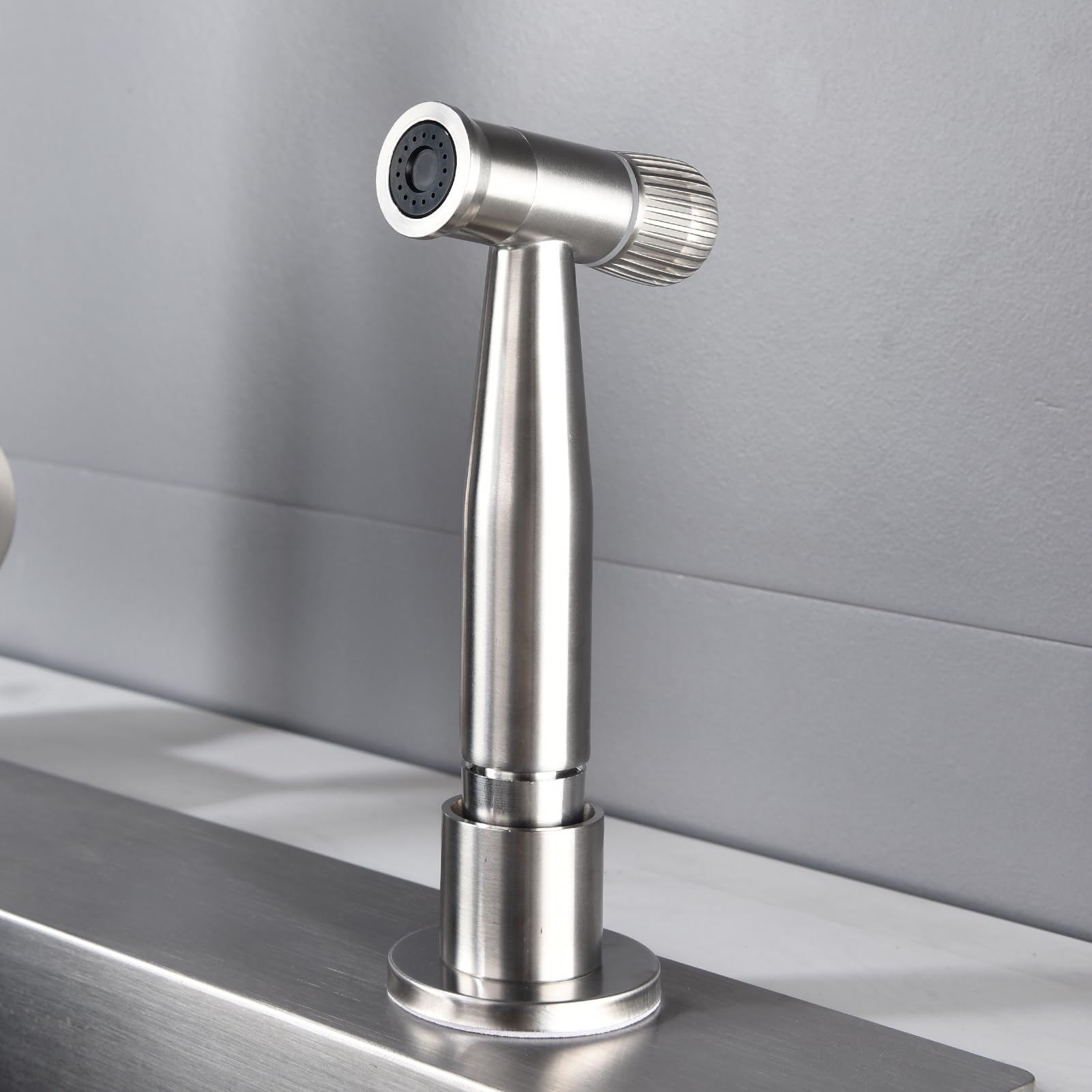 Tecmolog Brausekopf Küchenarmatur Ausziehbar Edelstahl Geschirrbrause Ersatzkopf G1/2 mit herausziehbarer Schlauch, Gebürstetes Nickel, WS030F6