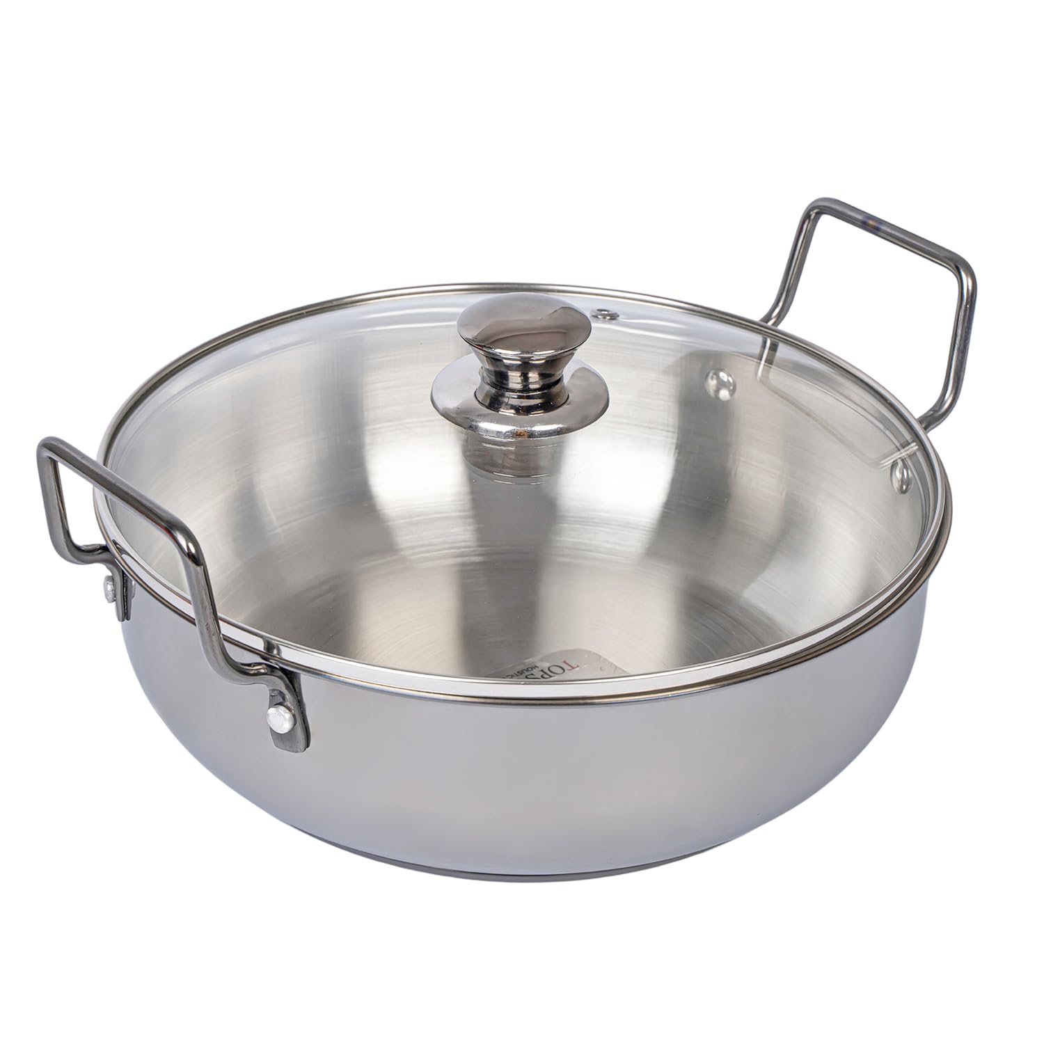 TOPSYTURVY Stainless Steel Black PVD Kadhai with Glass Lid 24 CM | Induction & Gas Compatible | Heavy Bottom Cookware for Healthy Cooking 3 Liter Capacity