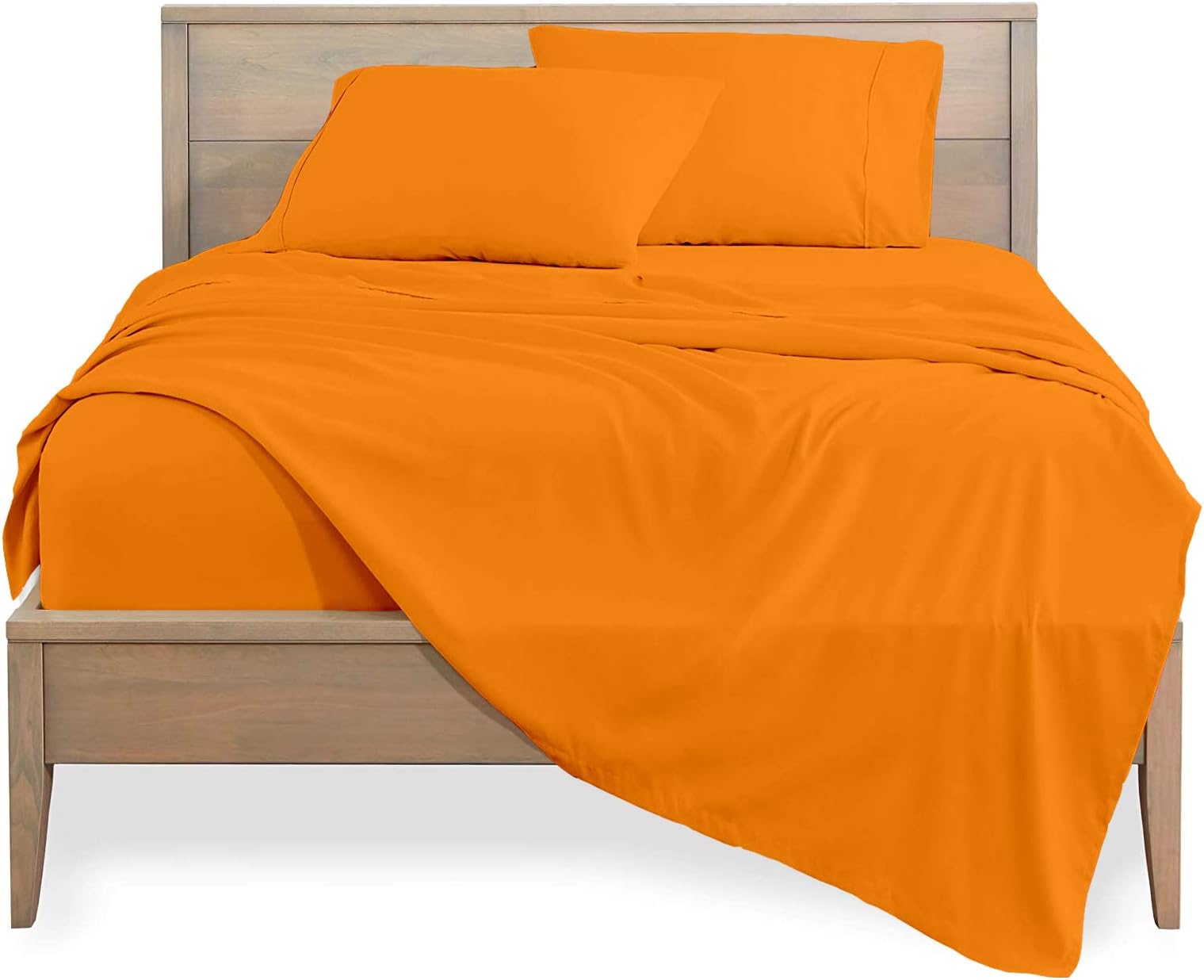 4PC Sheet Set 850 TC Super Soft Sateen Weave Egyptian Cotton Bedding Set, King 76" X 80", 1 Piece Flat + Fitted 16 Inch Deep Pocket + 2 Piece Pillow Case, Orange Solid
