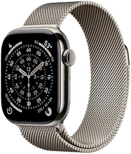 Apple Reloj Inteligente Watch Series 11 GPS + Cellular de 42 mm con Caja de Titanio Natural con Bucle milanés Natural. Puntuación de sueño, rastreador de Fitness, monitoreo de Salud, Pantalla Siempre