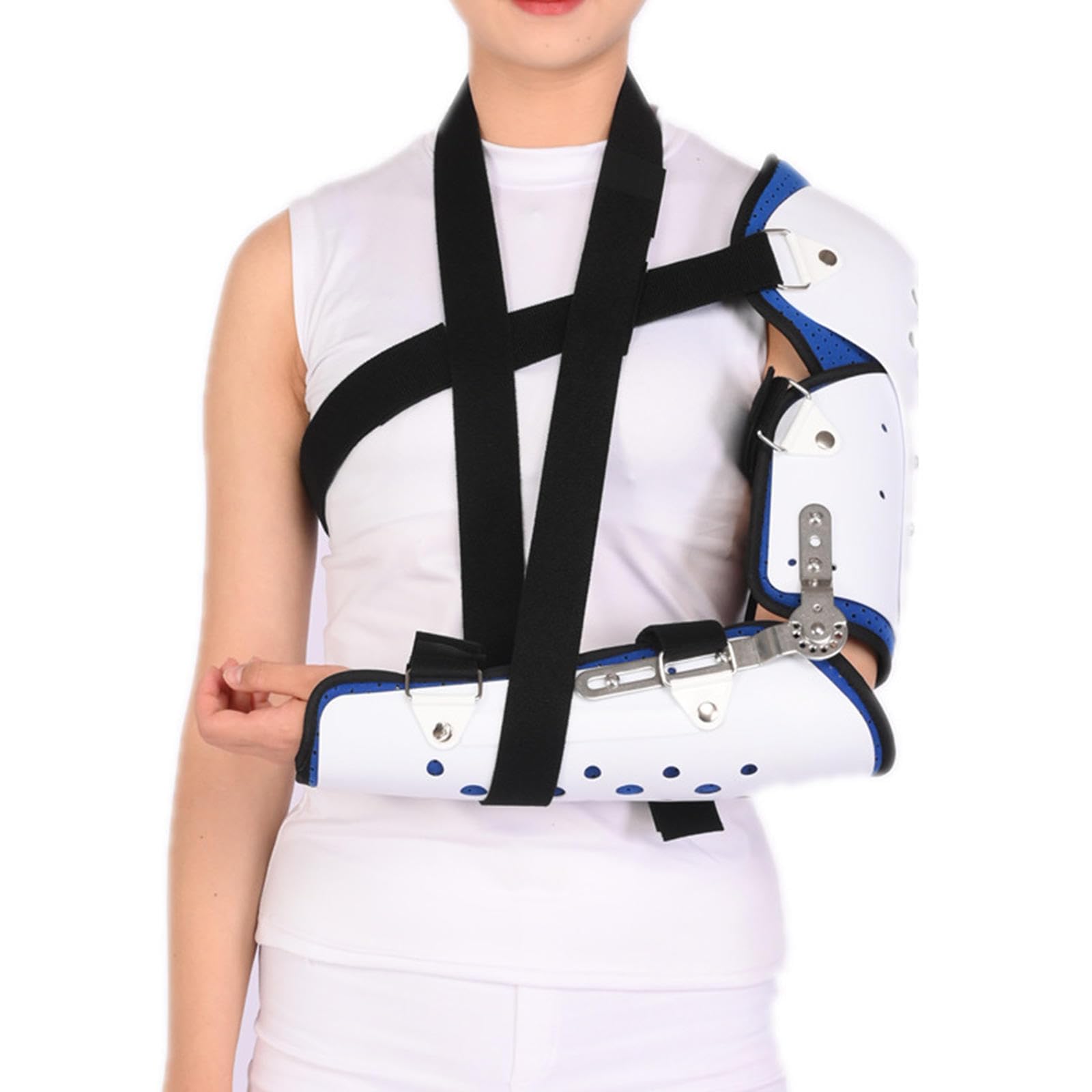 Tutore per Gomito Rom Incernierato per Adulti con Cinghia e Tutore per Spalla, Immobilizzatore per Stecca Del Gomito Regolabile per Lesioni Post-tendine, Recupero Dal Dolore Chirurgico,R