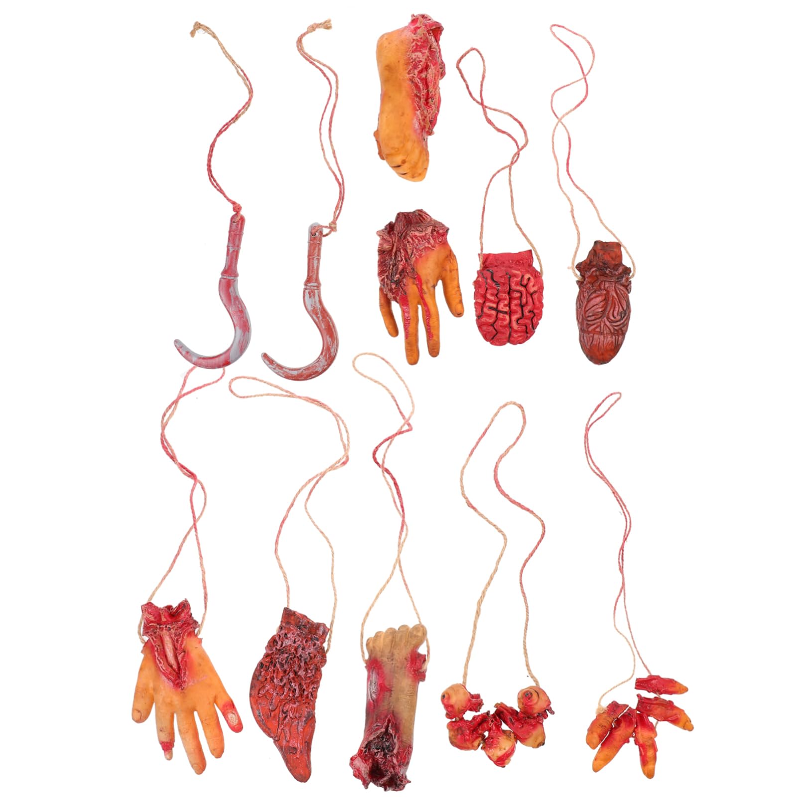 Garneck Decorazione di Halloween 9 Pezzi Parti del Corpo Finte Rosse in Plastica Mano e Piede Rotti Appendibili per Festa di Halloween e Decorazioni da Casa Infestata