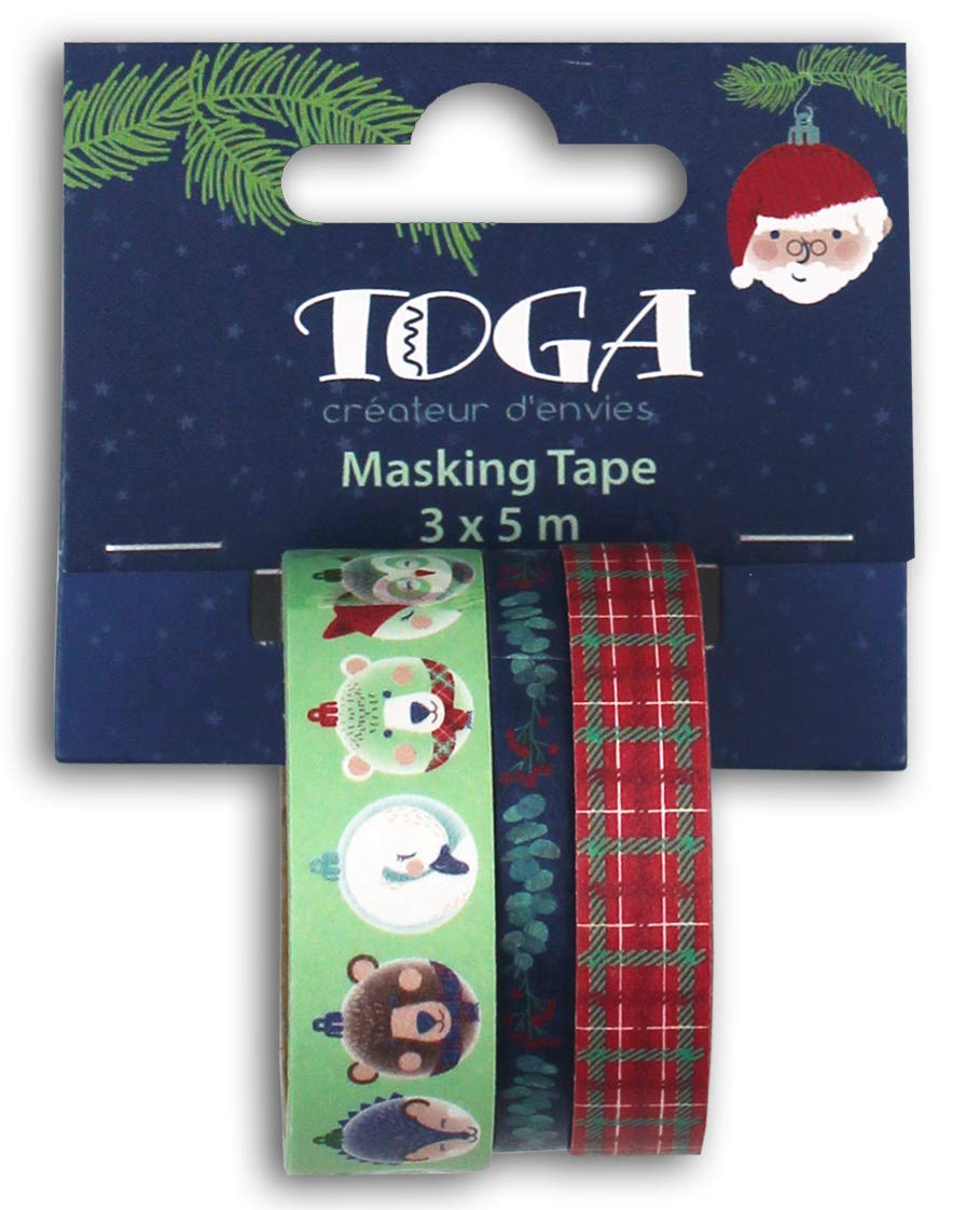 DRAEGER PARIS 1886 Scottish Christmas Masking Tape, Blue, Green and Burgundy, One Size, Bleu, Vert et Bordeaux - Image 2