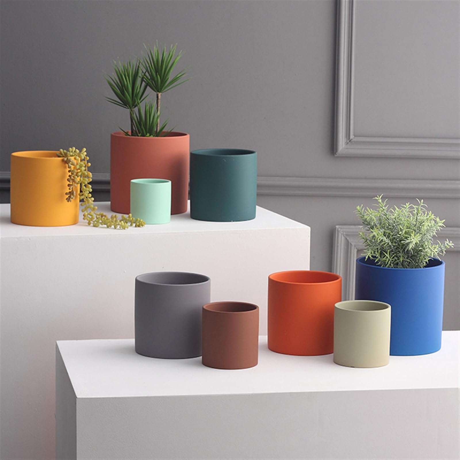 Doniczki Doniczki Proste Kolorowe Ceramiczne Doniczki Sukulenty Doniczki Ogrodowe Donice Dekoracyjne Jednolity Kolor Dekoracja Domu Doniczki Ceramiczne Doniczki do roślin (białe, 9 x 9 x 9 cm)