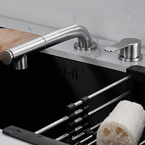 Miniatura 2 de Grifos de cocina extraíble grifo mezclador de cocina giratorio 2 vistas agua caliente y fría grifos de fregadero de cocina de acero inoxidable