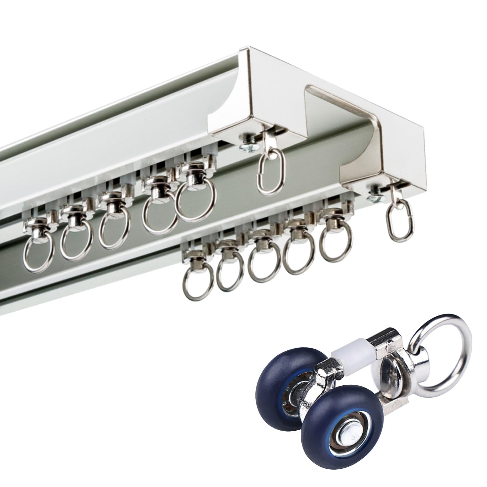 Riel para cortinas de techo en aluminio resistente de doble vía para salones