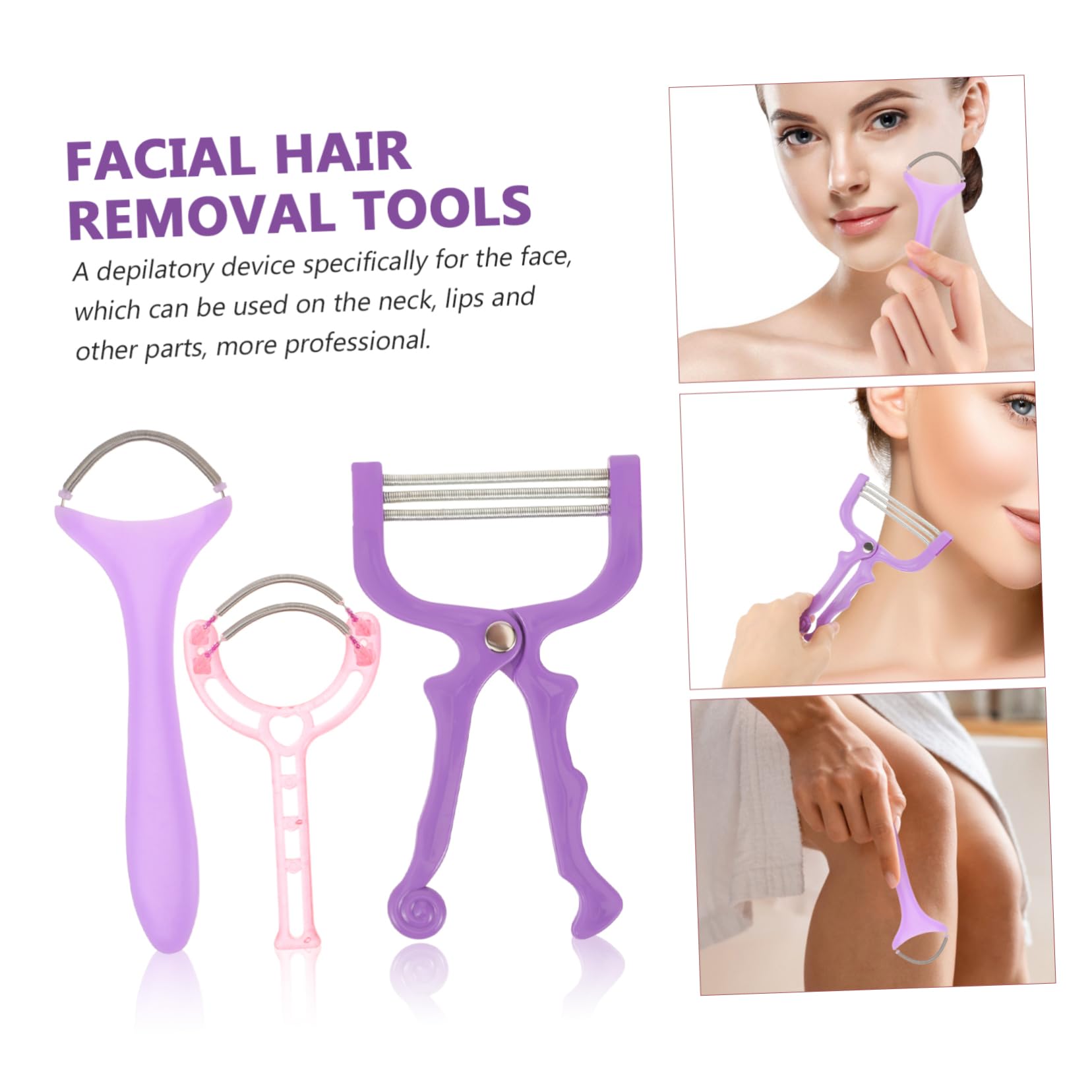 Female Facial Threading Depilator Face Hair Removal Device 3 Pcs Spring Threading Tool Upper Lip Hair Remover for Women