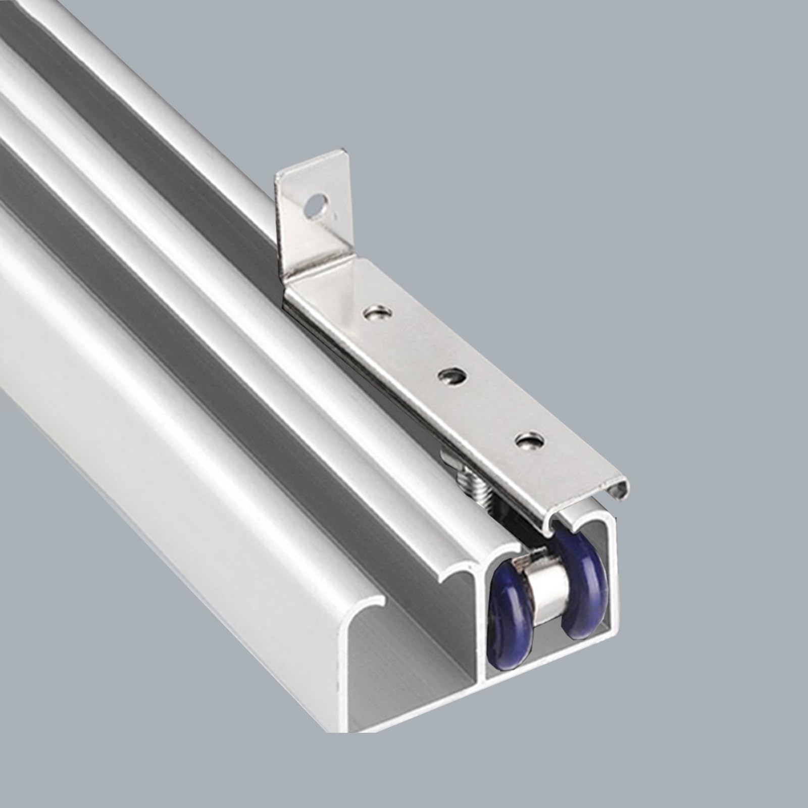 Sliding Door kit Track Rail Concealed Aluminum Track, Ceiling Mounted Track Bypassing Door with Soft Close System, Bypass Sliding Barn Door Hardware Kit Double Track Set(15.9ft(485cm))