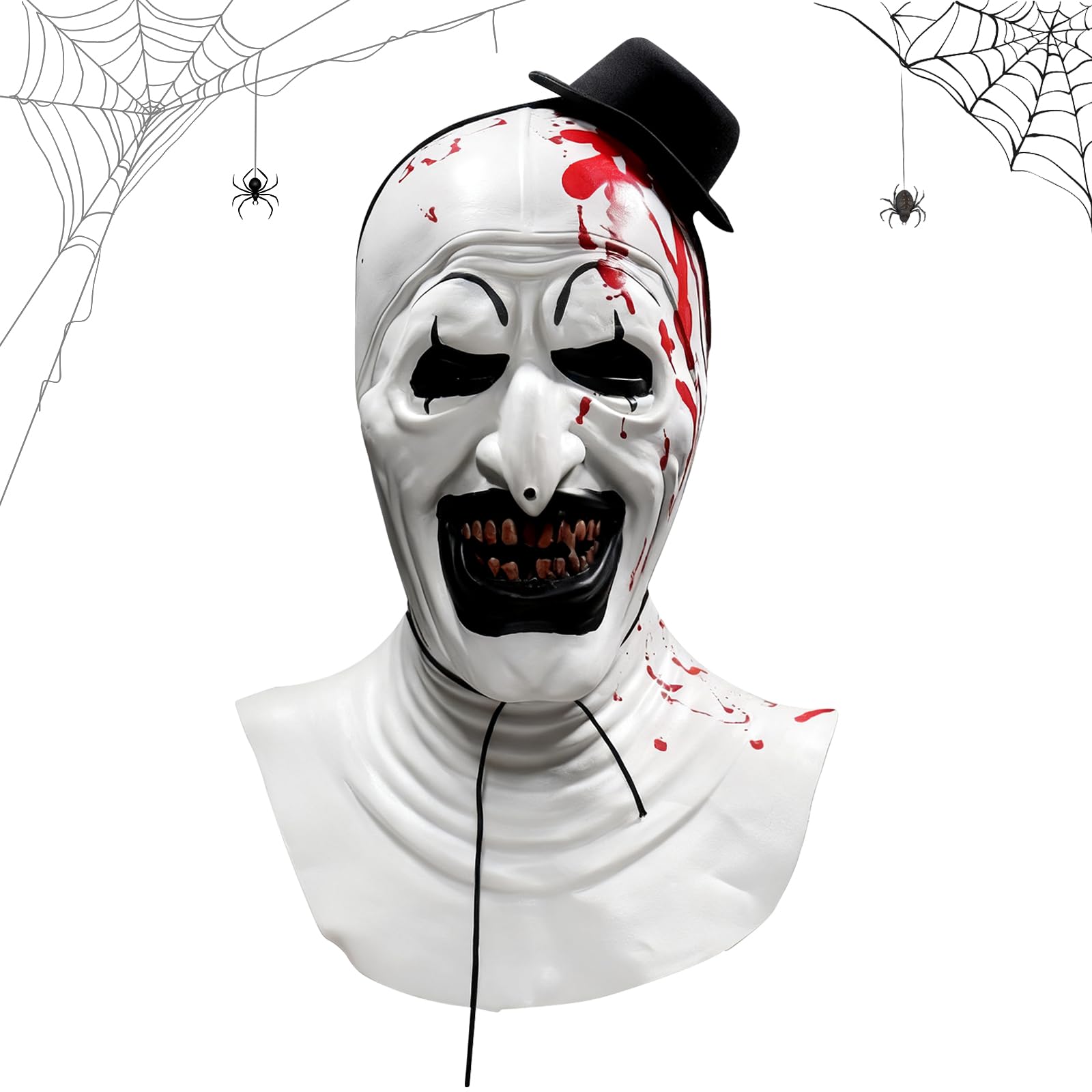 SUPRROW Halloween Clown Mask - Terrifier Art with Headscarf & Hat, Abundant