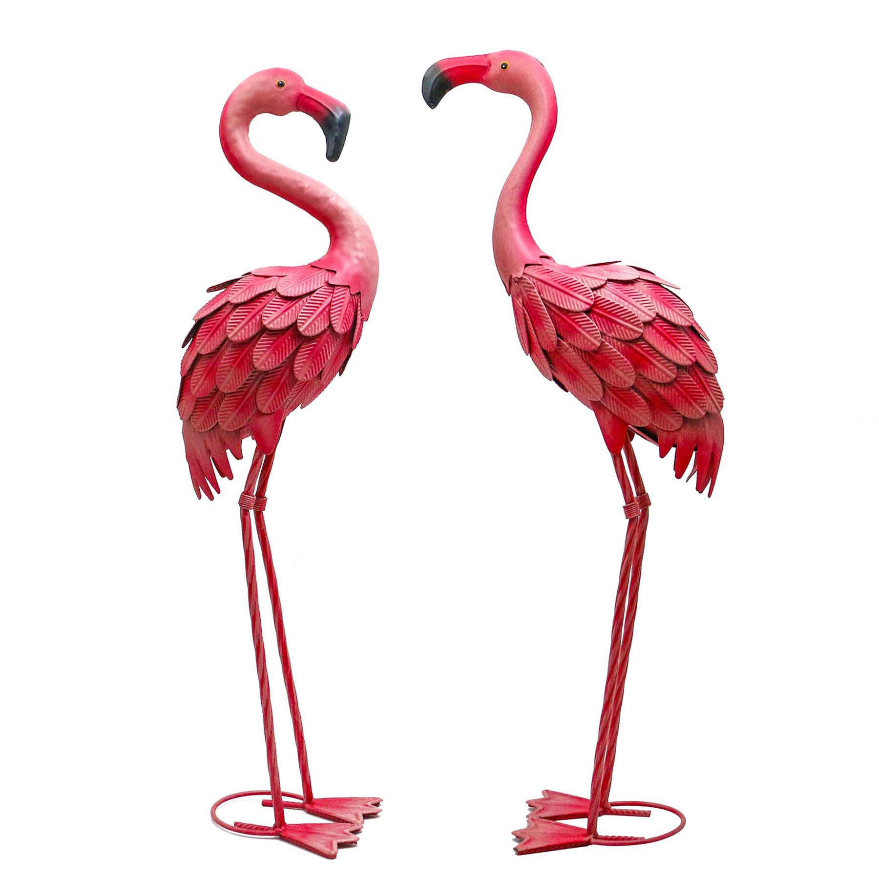YOUKI Decoración de flamencos de metal para patio, flamencos rosados, estatuas de jardín, flamenco rojo, esculturas al aire libre para exteriores, hogar, patio, césped, decoración de patio, juego de 2