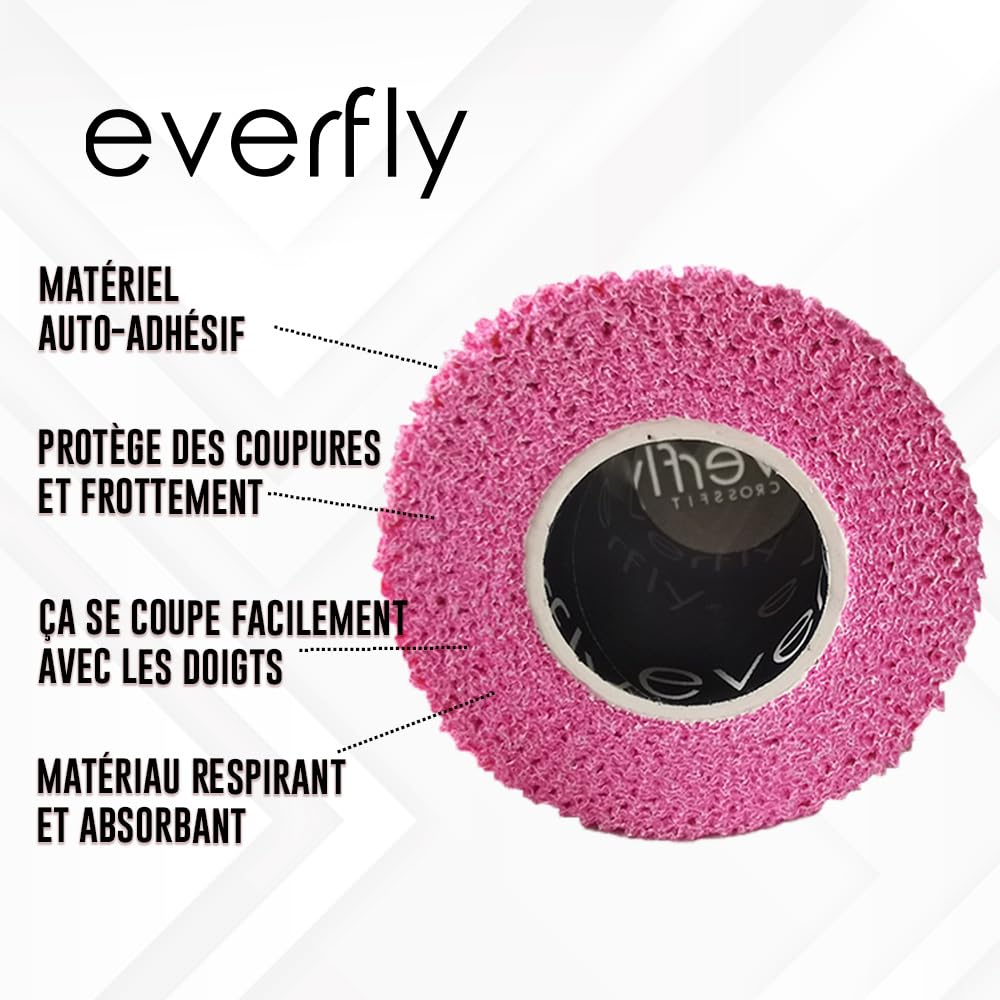 EVERFLY Tape Crossfit – 3 Rouleaux 5 cm x 4,5 m – Sparadrap Cohesive Adhesive - Hook Grip Pouces et Doigts – Bandage flexible de protection adhésif EVERFLY Tape Crossfit – 3 Rouleaux 5 cm x 4,5 m – Sparadrap Cohesive Adhesive - Hook Grip Pouces et Doigts – Bandage flexible de protection adhésif