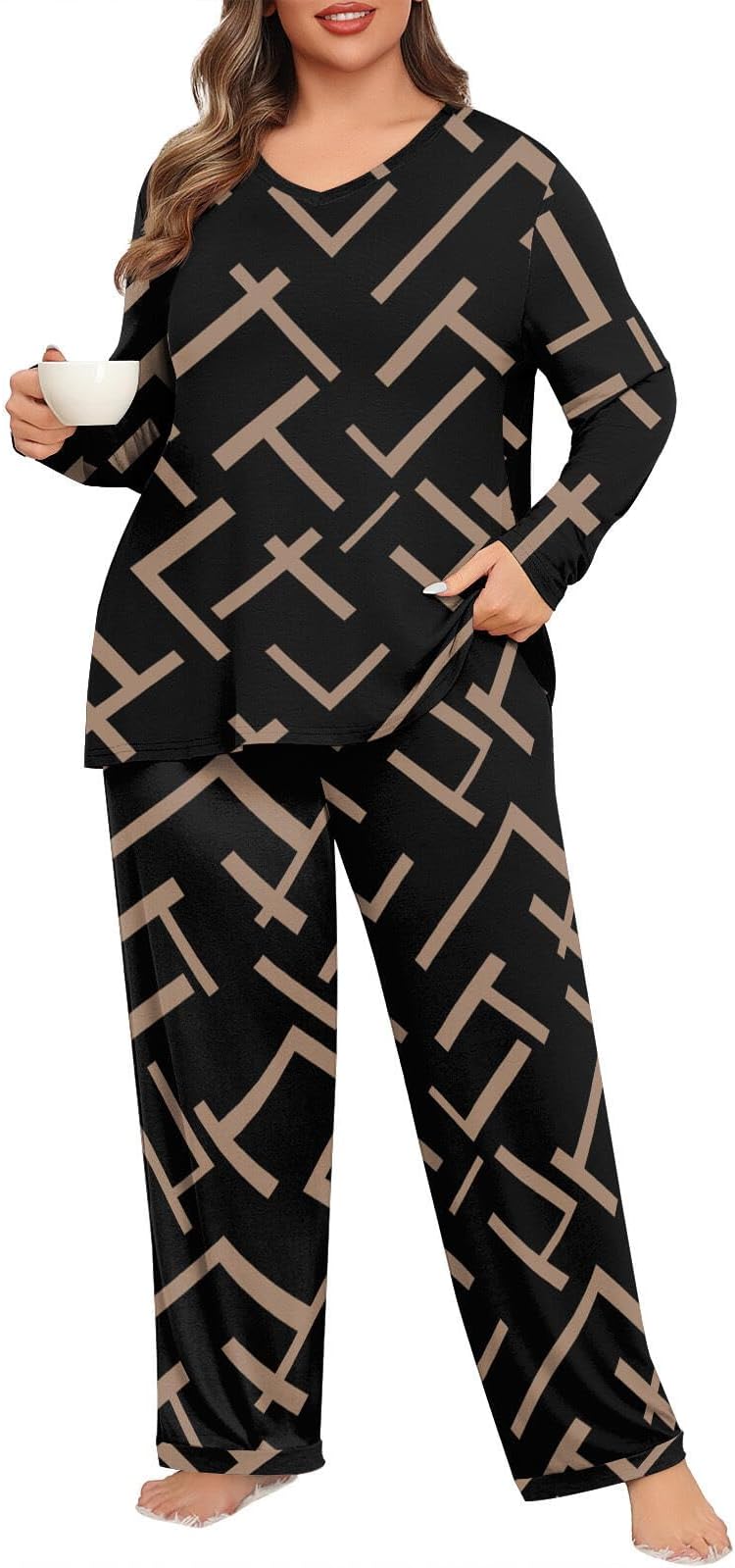 Women’s Plus Size Pajama Sets Soft Pjs Long Pants Summer Lounge Sleepwear Pajama Sets