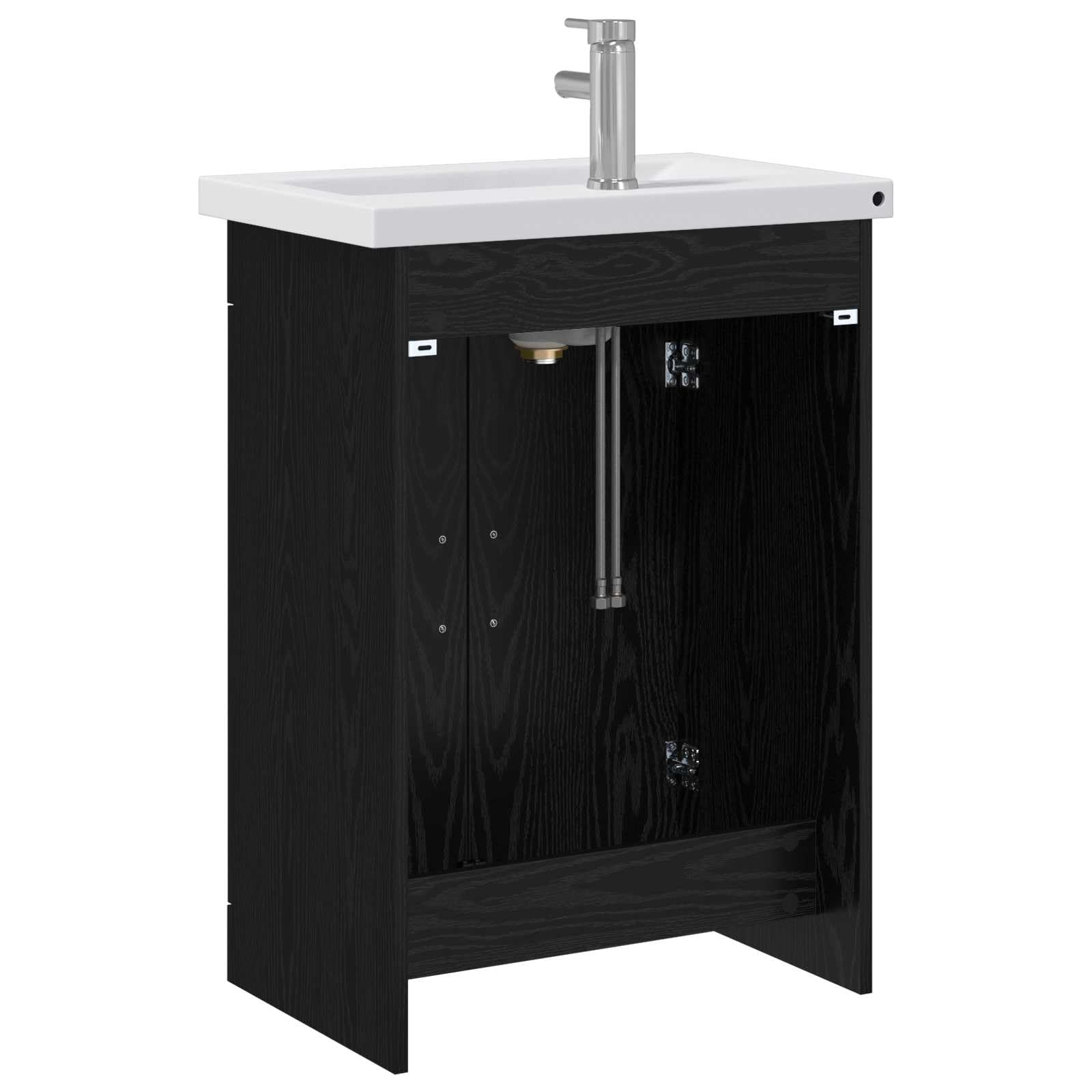 Set di mobili da bagno in rovere nero, 61 x 40 x 84,5 cm, con lavandino e rubinetto, design moderno, durevole, funzionale, per ristrutturazione del bagno