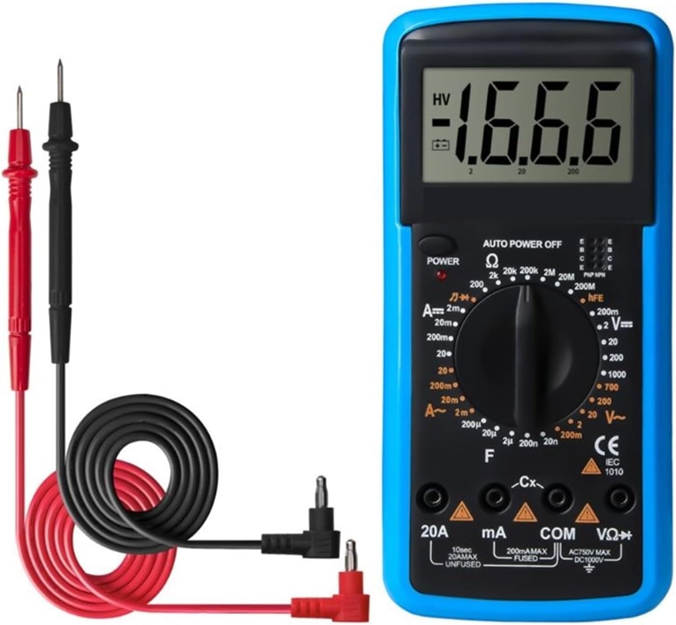 AC DC LCD Display Professional Electric Handheld Tester Meter Digital Multimeter Ammeter Multimetro(Yellow)