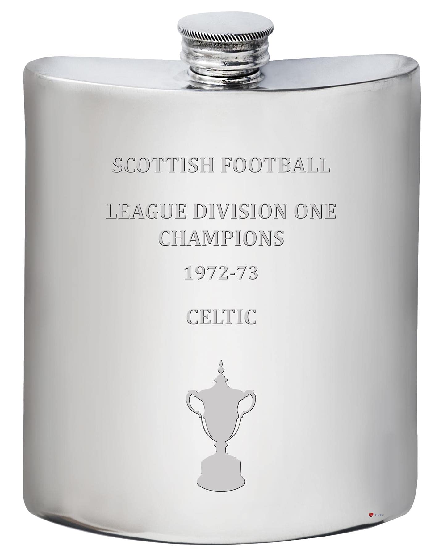 Flasque pour Glasgow CELTIC 1972-73 Champions en étain de 6oz I LUV LTD