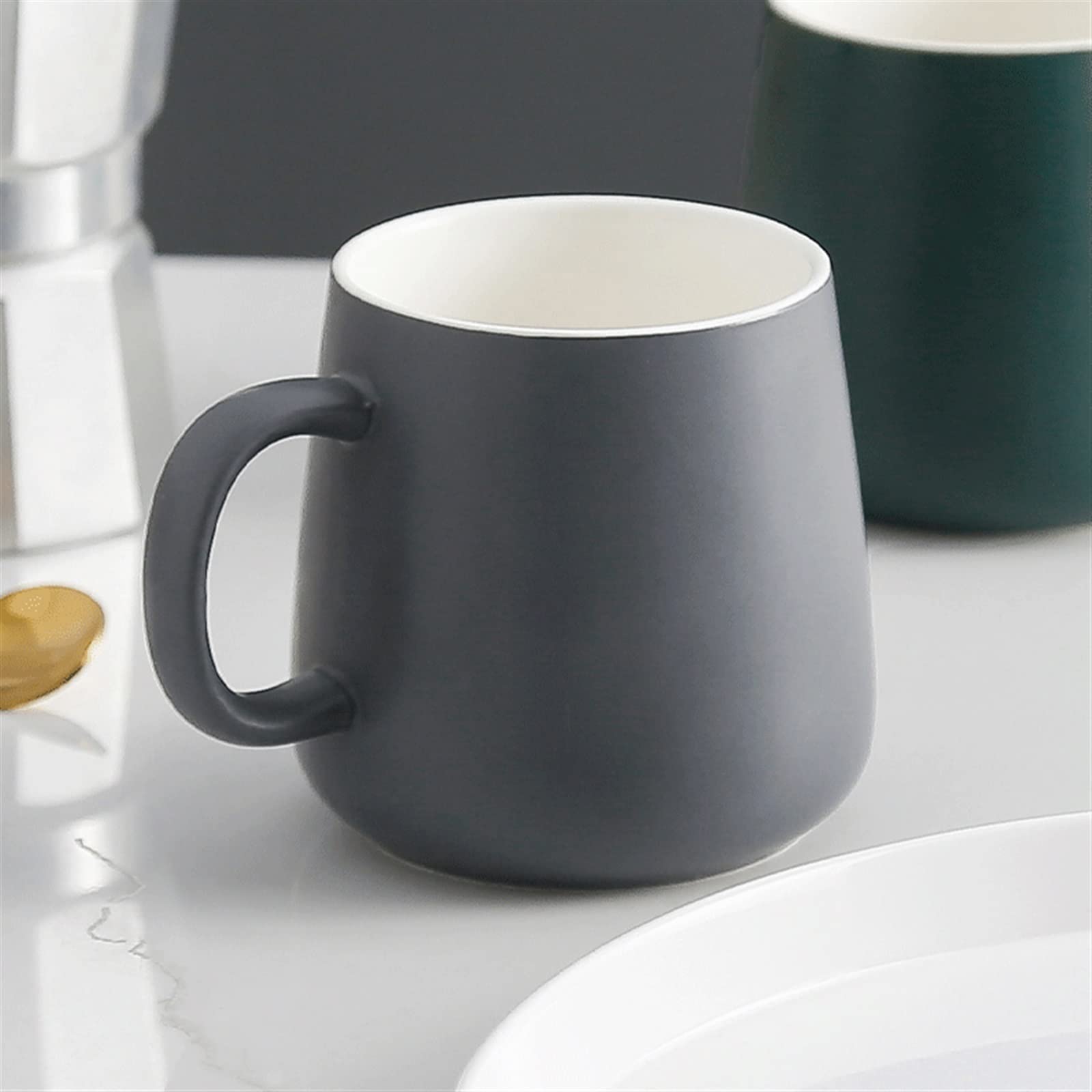 Tazas Taza de café de cerámica Simple de 380ML, Taza de Leche for el hogar, Taza de Desayuno, Taza for Beber en la Oficina Taza de cerámica (Color : Grey)