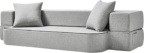 Miniatura 58 de Sofá cama plegable 2 en 1 con almohada, silla plegable, sofá de piso y colchón para dormir, funda lavable y silla de espuma viscoelástica para sala