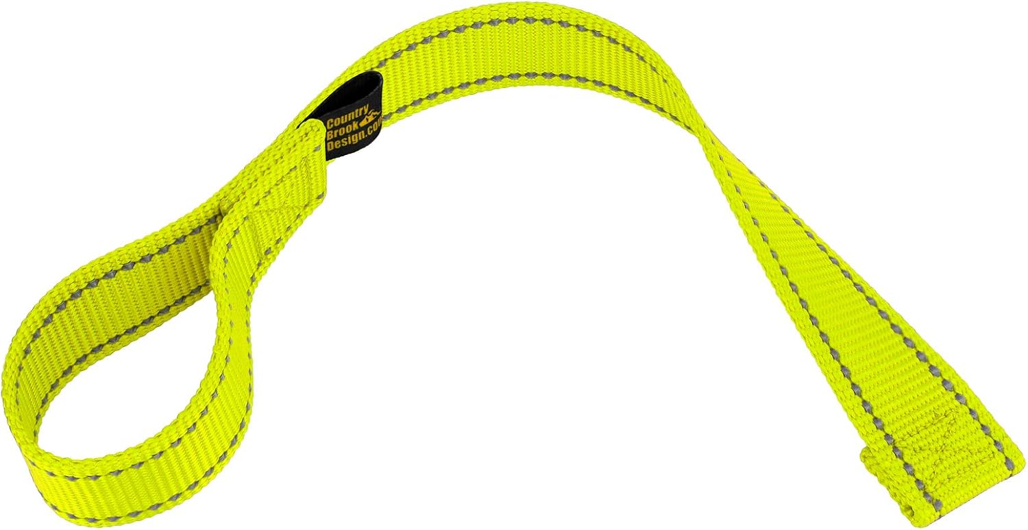 Country Brook Design - 1 Inch Winch Hook Pull Strap with Reflective Nylon - Hot Green