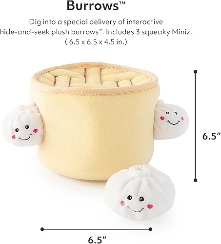 Miniatura 2 de ZippyPaws Burrow, Food Buddies - Juguetes interactivos para perros para el aburrimiento, forma de panecillos, chirriantes, coloridos, para perros