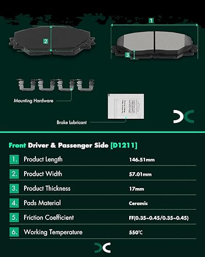 Miniatura 3 de SCITOO D1211 D1212 Ceramic Brake Pads Sets Front & Rear Replacement For Pontiac Vibe 2009-2010,For Toyota Matrix 2009-2013,For Toyota RAV4 2006-2012