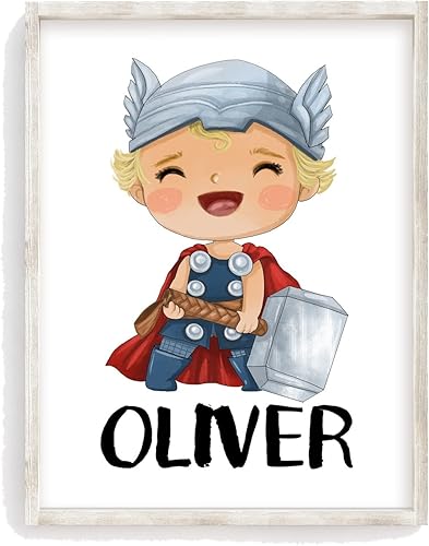 Personalized Baby Thor Boy Watercolor Superhero Nursery Unframed Print