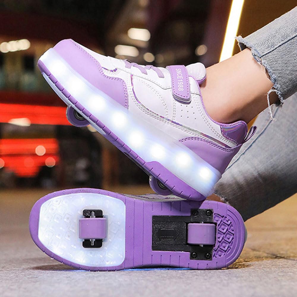 Hiseng Zapatillas con Ruedas Niña 29-40EU, Zapatos con Ruedas para Niñas Zapatillas con Ruedas Niño Zapatillas Patines Zapatos con Ruedas Zapatillas Ruedas Niña Multifuncionales Bambas con Ruedas