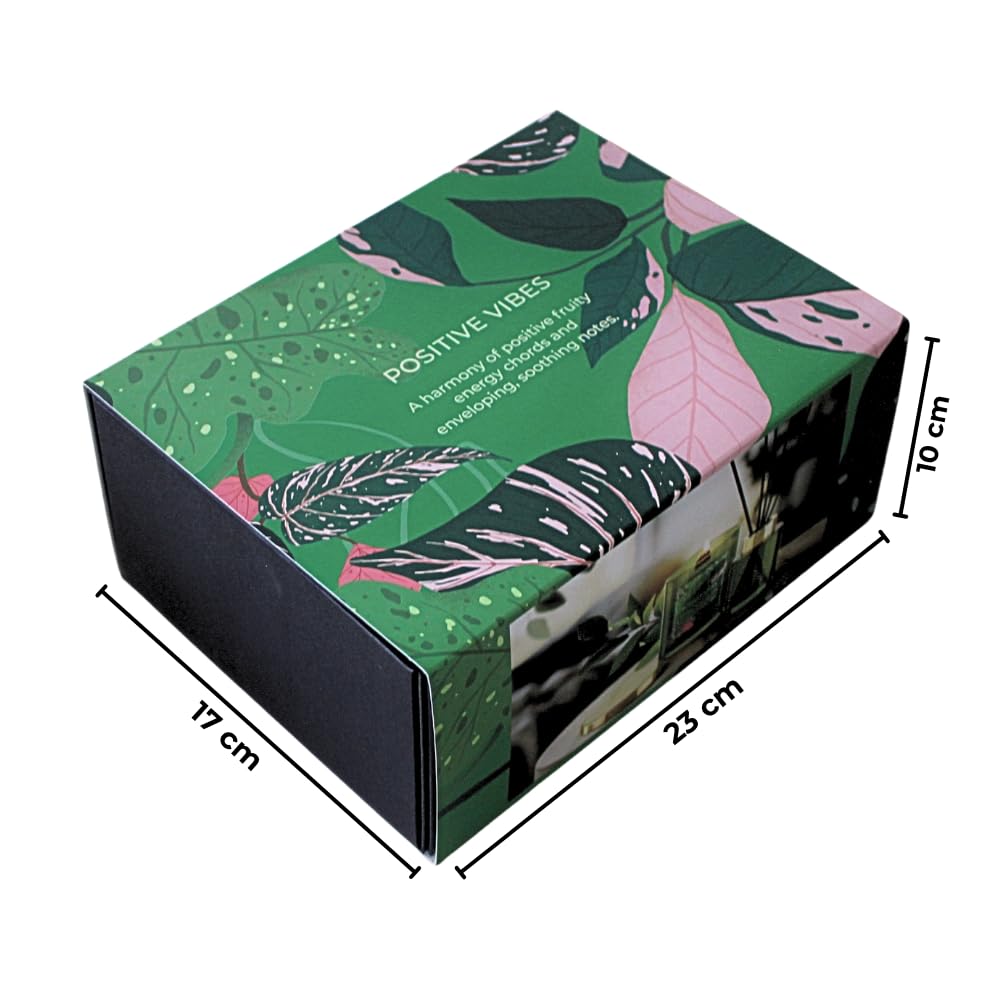Hochwertiges Geschenk aus Duftkerze und Diffuser, fertiges Geschenk für Frauen, Mitarbeitergeschenkset, Geschenkset für Frauen Positive Vibes, Kerzengeschenk hochwertig, L/B/H 23 x 17 x 10 cm,