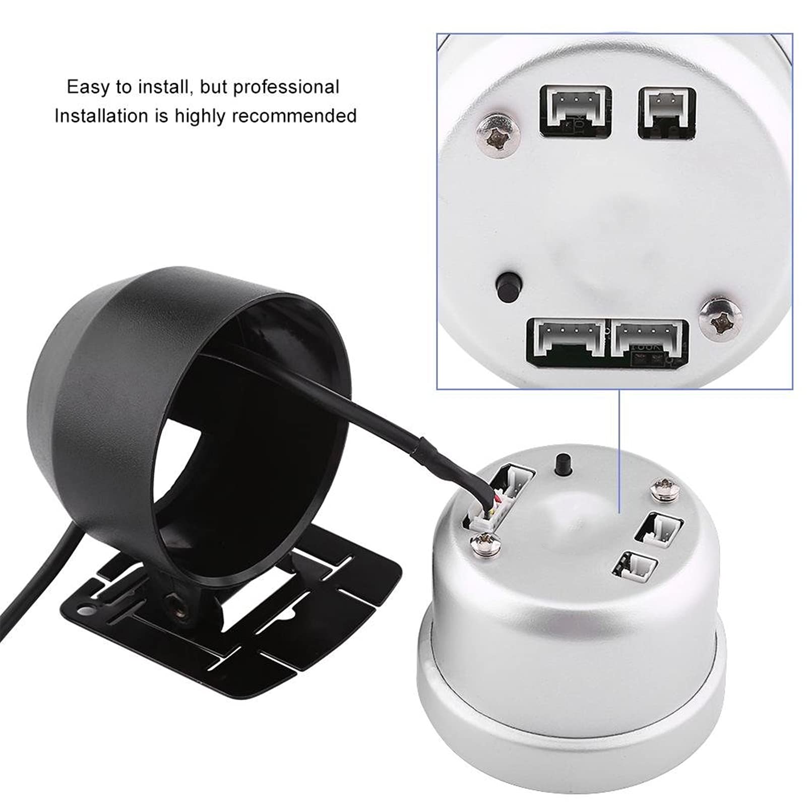 Misuratore di Pressione del Manometro Turbo Boost 0‑200 Kpa Retroilluminazione a LED 60 Mm/2,5 Pollici di Diametro Universale per Auto 12V