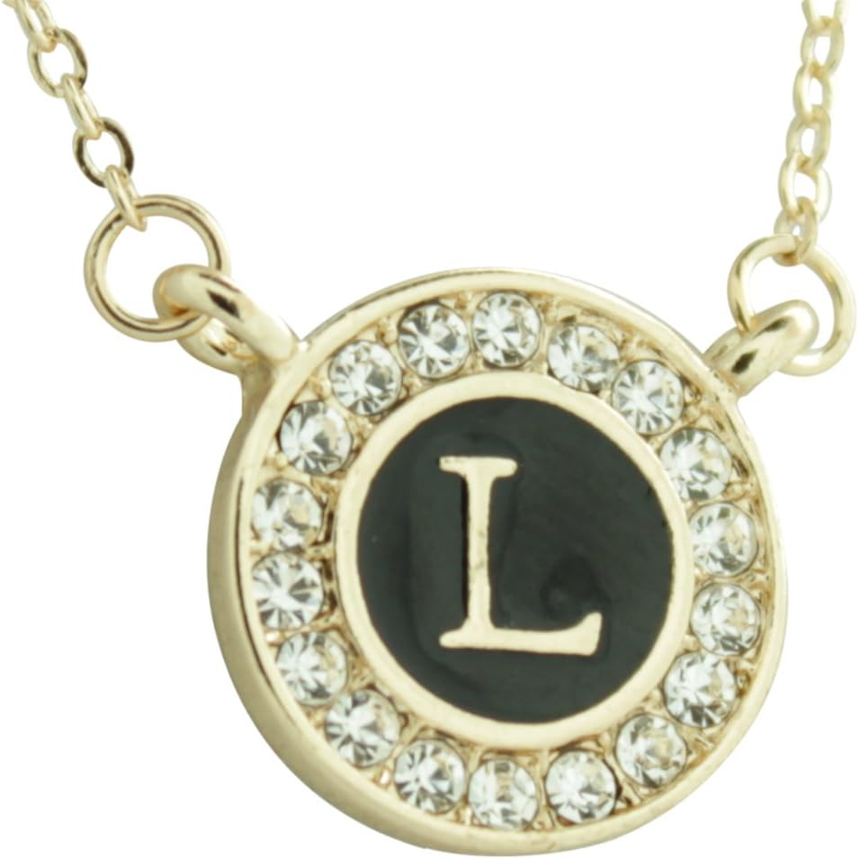 Maren Elena Gold Tone Alphabet Initial Pendant with Genuine Crystal (Letter L)