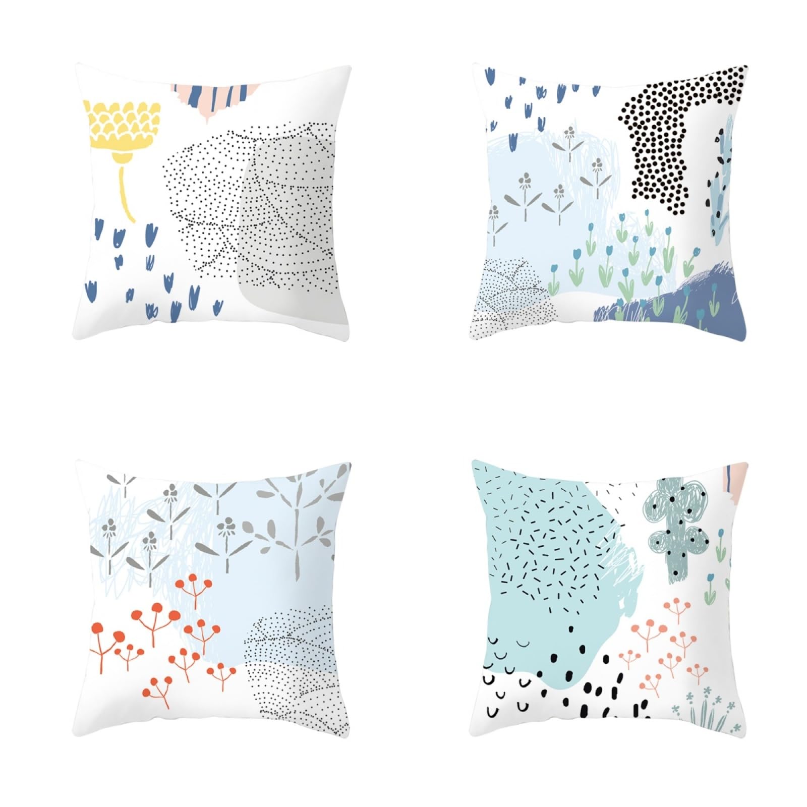 Cushion Covers Grey Blue Green Pillow Cases 4 Pack Sofa Cushions 45x45cm