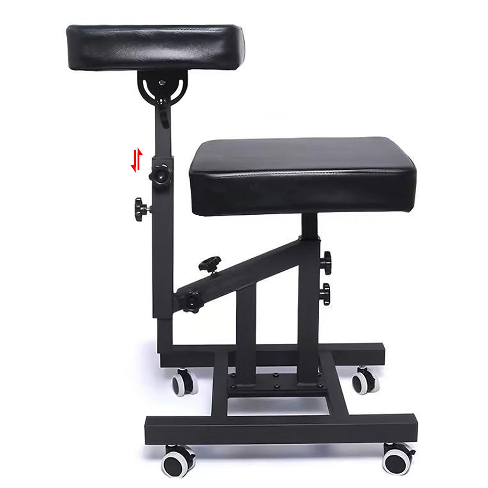 GBK Multifunktionaler Tattoo Stuhl mit Rollen, Verstellbare Tattoo Armlehne & Rückenlehne, Ergonomische Tätowierarmauflage, Mobile Tattoo Liege für Studio Salon & Tattoowagen Zubehör