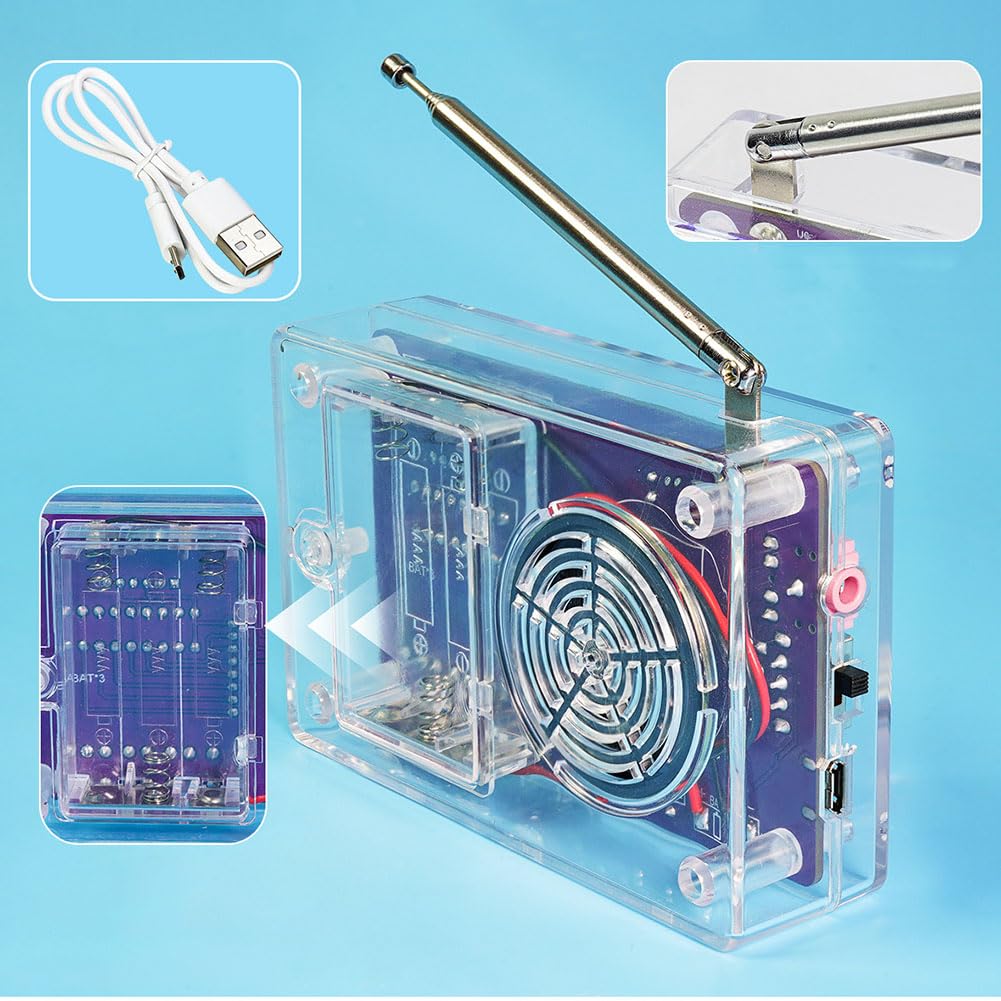 Kit Ricevitore Radio FM Elettronico Fai da te con Kit di Saldatura e Custodia