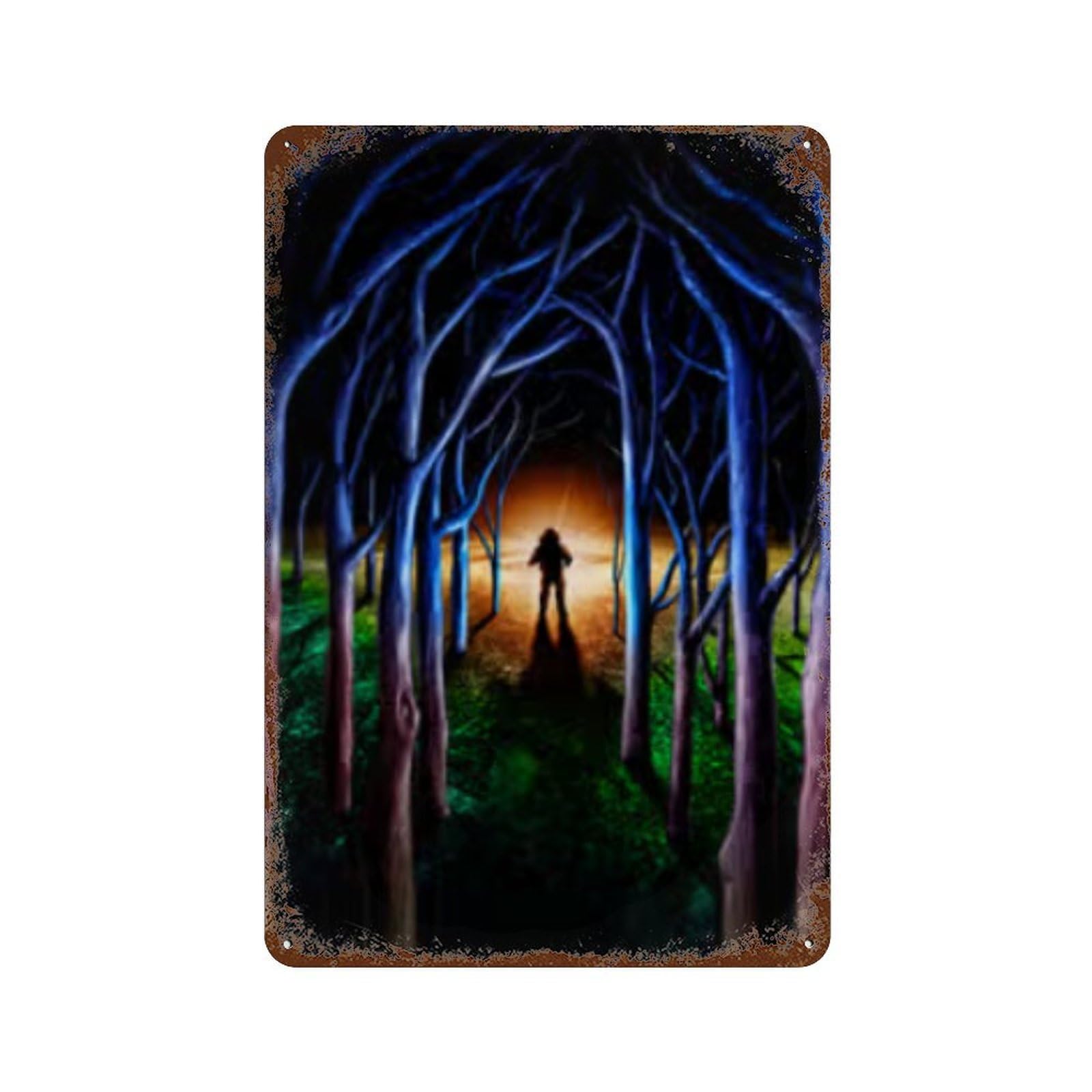 Enchanted Forest Pathway Rust Effect Tin Sign 11.8"x7.9", for Farmhouse, Kitchen And Entryway Decor, Decorative Metal Wall Art