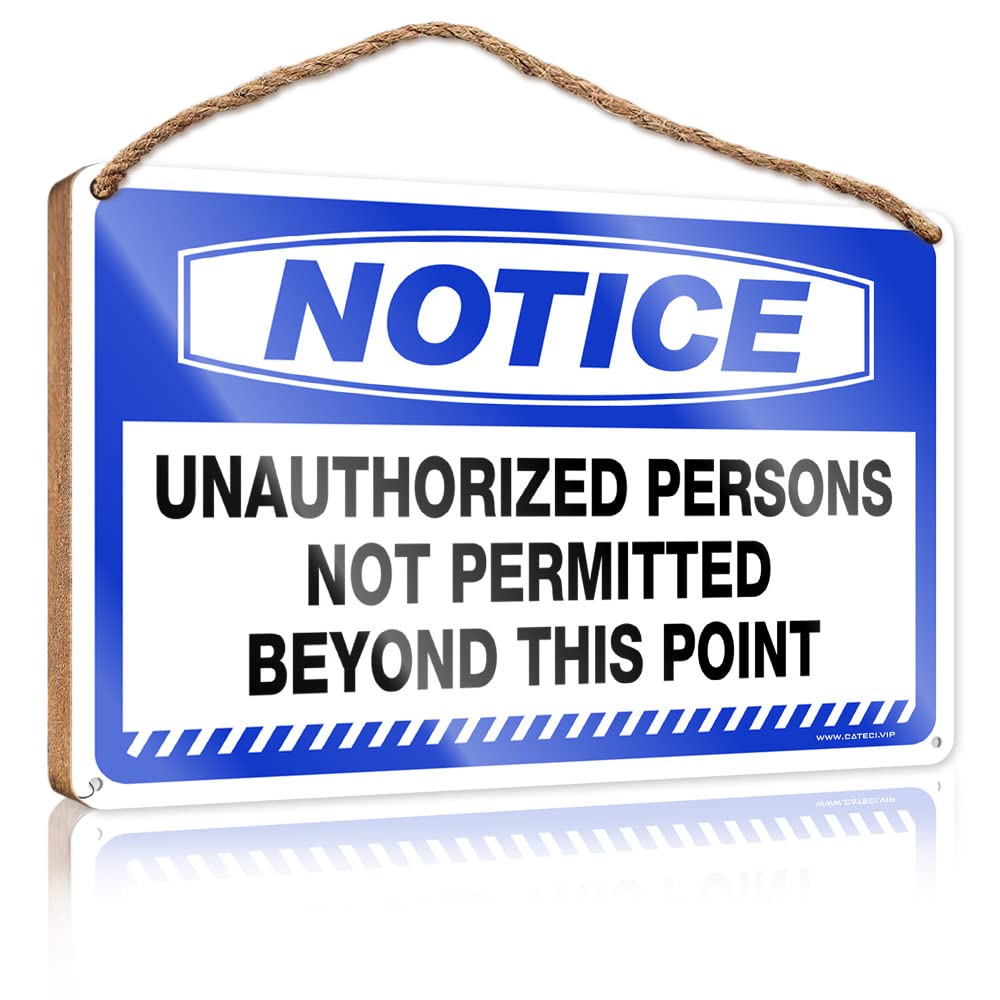 DTHA Funny Bedroom Decor Notice Unauthorized Persons Not Permitted Beyond This Point Wooden Sign Fall Porch Sign Funny Home Sign(20X30CM)