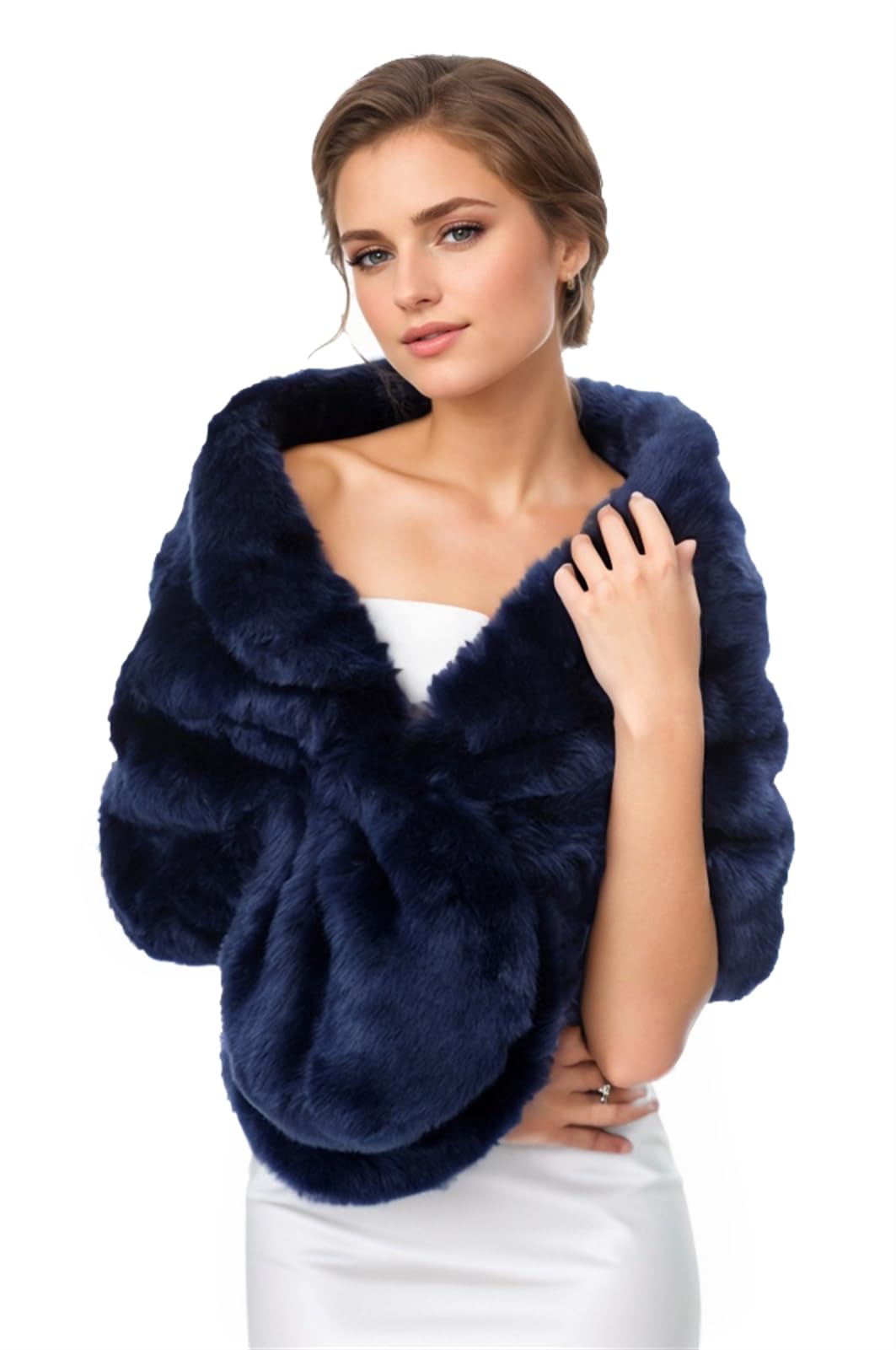 Lifup Scialle Stola Donna Pelliccia Sintetica Sciarpa Elegante Morbido Coprispalle per Matrimonio Invernale Cerimonia Sposa Damigella
