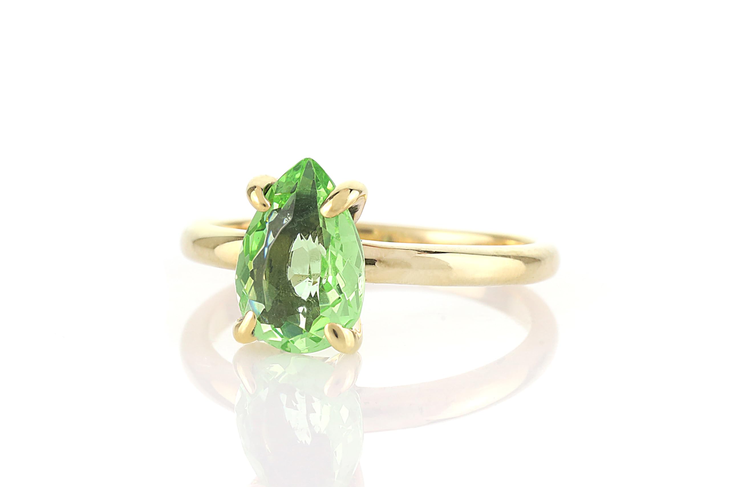 Bague tourmaline verte accessoire de mode solitaire poire or - 11